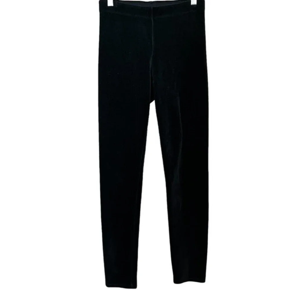 VInce Stretch Soft Velour Textured Black Contemporary Minimalist Leggings Size S